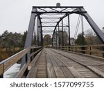 Cropped shot of the War Eagle Bridge, an old bridge listed in the National Register of Historical Places in Arkansas.