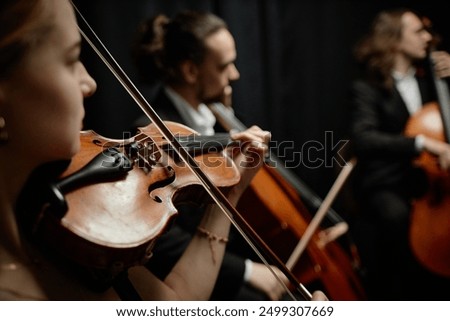 Similar – Image, Stock Photo Crop unrecognizable female artist painting on palette with brush and paint