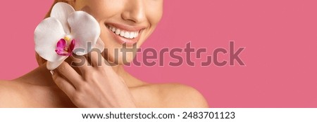 Similar – Image, Stock Photo Woman holding pink orchid