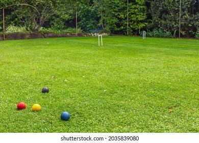 Croquet in the garden on a summer day