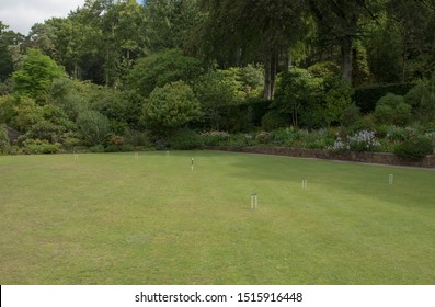 Croquet Lawn In A Country Cottage Garden 