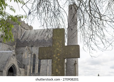 Cross At Ancient Graveyard In St Canices Cathedral In Kilkenny City Ireland 