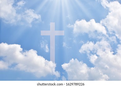 Christian Cross Appears Bright Sky Background Stock Photo (Edit Now ...