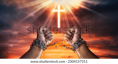 Cross Broken Chains.The Concept of Gaining Freedom.
