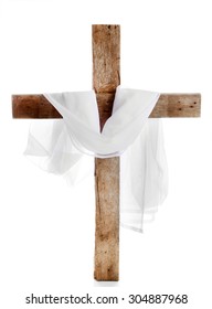 Cross With Cloth, Isolated On White