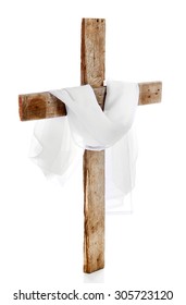 Cross With Cloth, Isolated On White