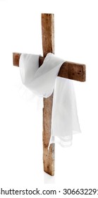 Cross With Cloth, Isolated On White