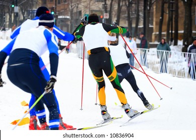 Cross Country Ski Race (focus In Center Of Image)