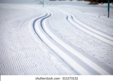 Cross Country Ski Tracks in Engadin, Switzerland