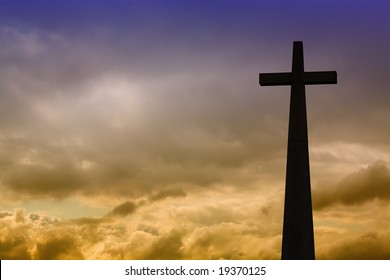 Cross detail in silhouette and the clouds in the sky - Shutterstock ID 19370125