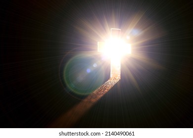 Cross with light shafts. Faith symbol. - Shutterstock ID 2140490061