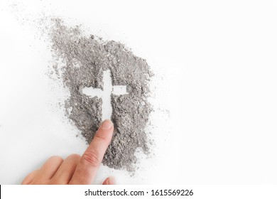 Cross Made Of Ashes, Ash Wednesday, Lent Season Abstract Background