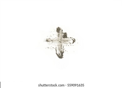 Cross Made Of Ashes, Ash Wednesday, Lent Season Vintage Abstract Background