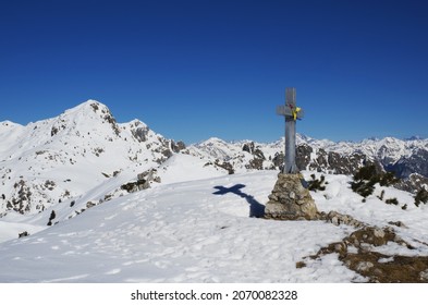 Cross On The Top Of Mount Cancervo, Orobie ( Bergamasque Prealps ), Italy