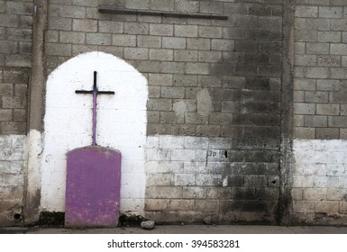 cross on wall background
