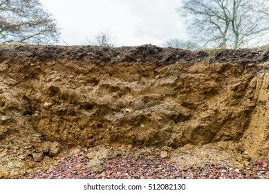 Cross Section Of Excavation Showing Layers In Soil With Different Horizons 