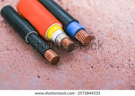 Cross section of high-voltage cable. High quality photo