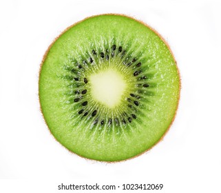 Cross section of ripe kiwi isolated on white background