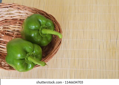 Cross Section And Sliced Green Capsicum On The Wooden Pot Royalty Free Stock Photos And Images