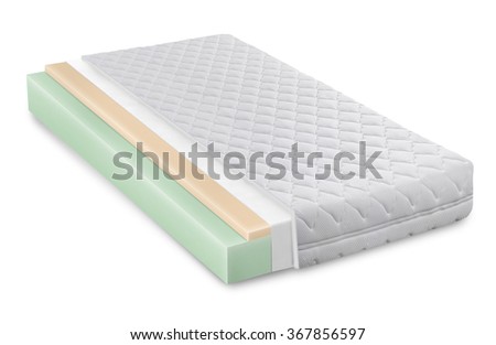 Cross section of sofa, armchair, mattress and upholstery - Open structure of furniture seat - Foam, latex and bonnell with clipping path