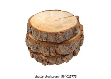 Cross section of tree trunk on white background  - Powered by Shutterstock