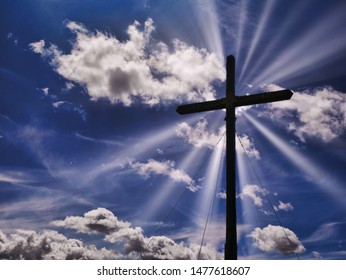 Cross Silhouette Sunbeam Symbol Christianity Heaven Stock Photo ...