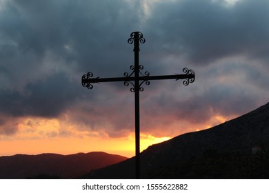 A cross in  the sunset