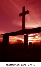 Cross and sunset.