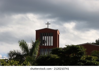 Cross At The Top Of A  Chuch At Miguel Pereira During Summer