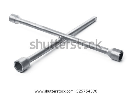 Cross wheel wrench isolated on white