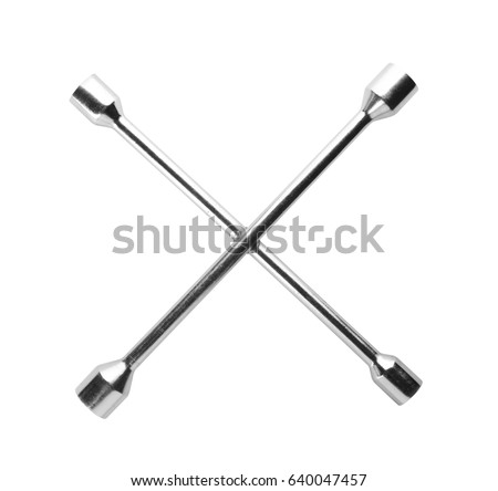 Cross wheel wrench on white background