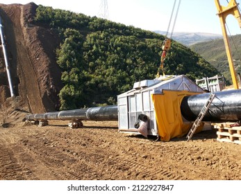 Cross-country pipeline installation through mountains, southeastern Europe, Albania