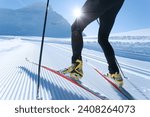 cross-country skiing on the top of the mountain