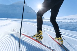 Cross-country Skiing On The Top Of The Mountain