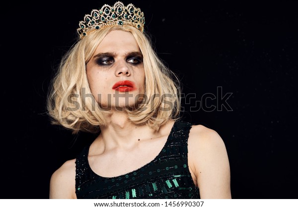 Crossdresser Makeup Crown On White Background Stock Photo Edit