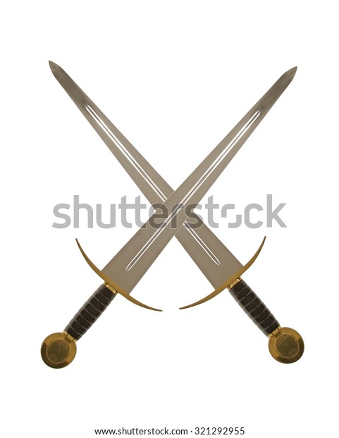 Crossed Long Medieval Metal Sword Isolated Stock Photo 321292955 ...