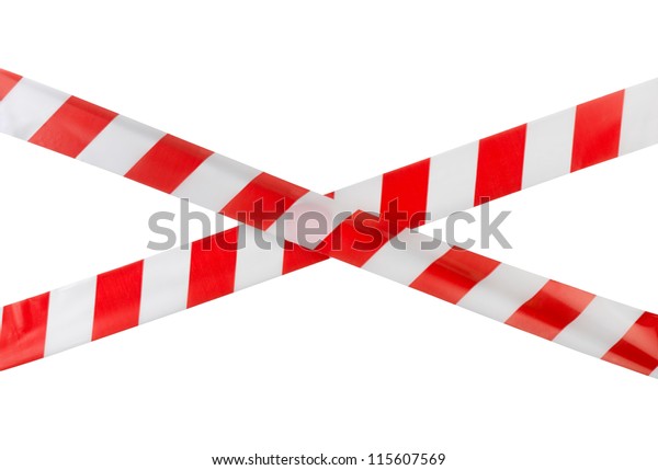 Crossed Red White Warning Tape Isolated Stock Photo (Edit Now) 115607569