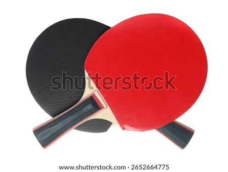 crossed two ping pong racket isolated on white background, sport