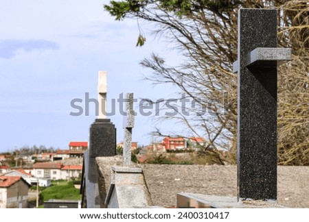 Crosses from a cemetery on the roofs of crypts or burial niches