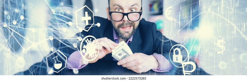 A cross-eyed bearded man is looking into the frame. Eye disease. The concept of inexperienced specialist. Spy neighbor. - Shutterstock ID 2222573283