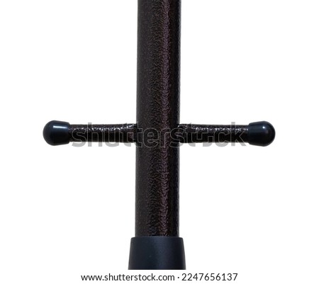 The crosshair of metal tubes in hammer paint is isolated on a white background. Hanger Detail close-up