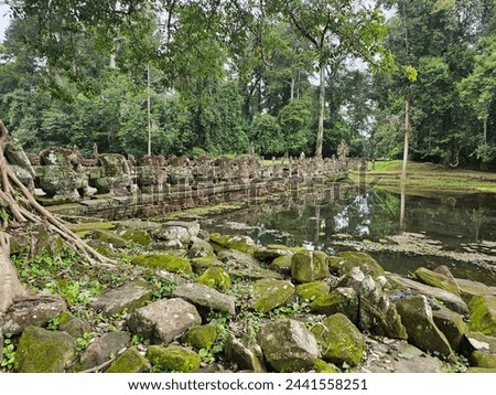 Crossing the causeway of the Preah Khan temple moat, the naga churning the sea of milk. 