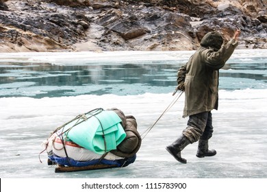 Crossing Frozen Zanskar River. Chadar Trek