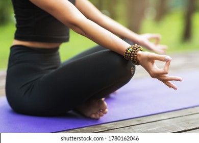 Cross-legged Girl, Improves Self-awareness, Increases Mental Clarity. Practice Stress-free Meditation, Gyan Mudra Sign