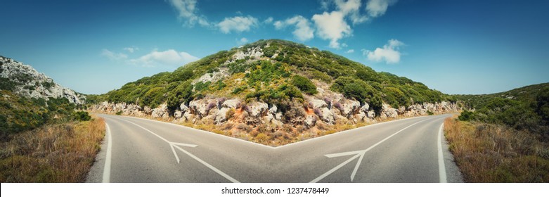 Crossroad Fork Junction Road Splitted Two Stock Photo 1237478449 ...
