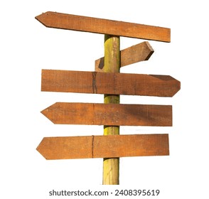 Crossroads of Choice: Rustic Wooden Directional Signpost - Powered by Shutterstock