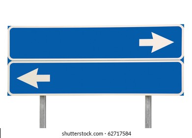 Crossroads Road Sign, Two Arrow Blue Isolated