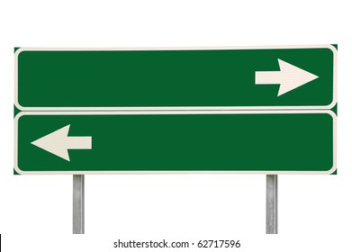 Crossroads Road Sign, Two Arrow Green Isolated