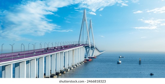 Cross-sea bridge architecture and natural scenery in Hangzhou - Powered by Shutterstock