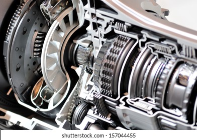 Cross-section of a car gearbox and clutch. - Powered by Shutterstock